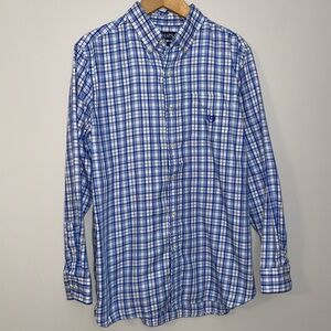 Chaps Medium Button Down Shirt Men’s Medium Blue Easy Care Twill EXCELLENT